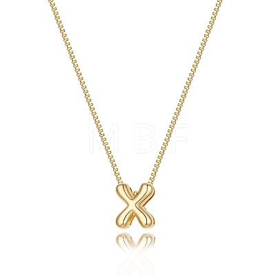 Brass Initial Pendant Box Chain Necklaces for Women FS-WG5C822-24-1