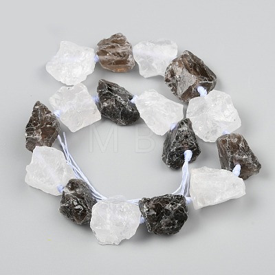 Rough Raw Natural Quartz Crystal and Smoky Quartz Beads Strands G-F595-I06-1