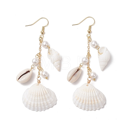 Shell Shape Dangle Earrings EJEW-TA00639-1