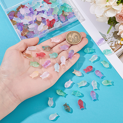 140Pcs 14 Colors Transparent Spray Painted Glass Beads GLAA-ME0001-10-1
