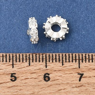 Brass Micro Pave Clear Cubic Zirconia Spacer Beads KK-Z156-13S-01-1