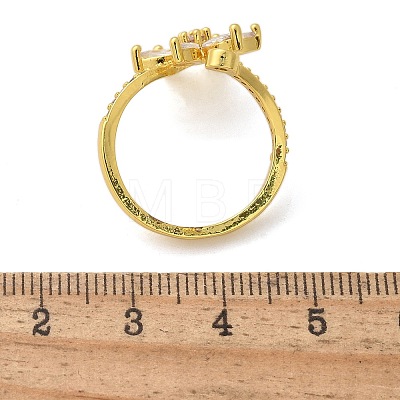 Brass Micro Pave Clear Cubic Zirconia Finger Rings RJEW-C120-29B-G-1