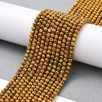 Electroplate Glass Beads Strands GLAA-H021-01B-FP04-1