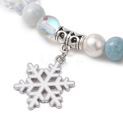 Christmas Theme Synthetic Moonstone and Alloy Snowflake
Charms Bracelets for Women BJEW-TA00560-1