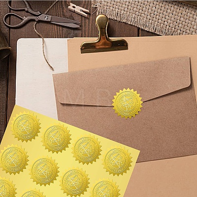 34 Sheets Honor Roll Self Adhesive Gold Foil Embossed Stickers DIY-WH0509-043-1