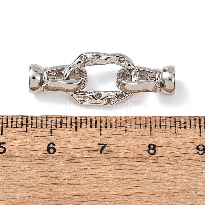 Brass Micro Pave Clear Cubic Zirconia Fold Over Clasps KK-D259-08A-P-1