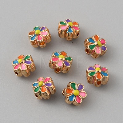 Light Gold Tone Alloy Enamel Beads ENAM-WH0057-43A-1