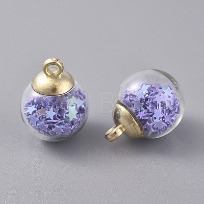 Glass Ball Pendants GLAA-WH0015-26L-1