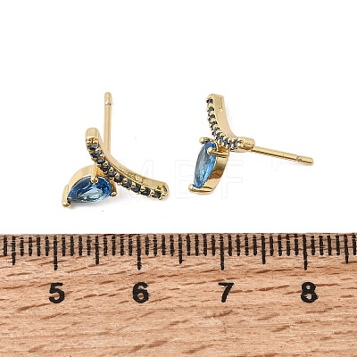 Brass Micro Pave Cubic Zirconia Stud Earrings EJEW-G471-14G-1