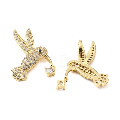 Brass Micro Pave Clear Cubic Zirconia Pendants KK-G533-07A-G-1