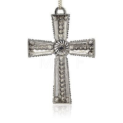 Tibetan Style Alloy Rhinestone Claddagh Cross Big Pendants RB-J128-01AS-1