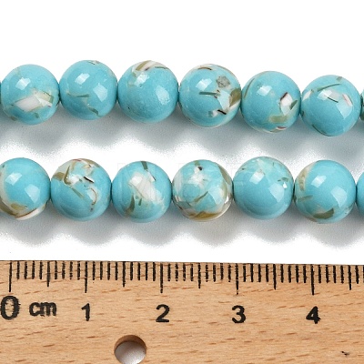 Assembled Synthetic Stone and Trochus Shell Beads Strands G-B128-08C-06-1