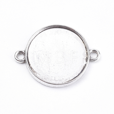 Flat Round Tibetan Style Bezel Cabochon Connector Settings X-TIBE-A124178-AS-LF-1