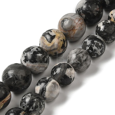 Natural Black Agate Beads Strands G-M402-D02-1