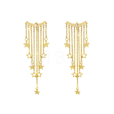 Alloy Rhinestone Star Tassel Chandelier Earrings FS-WGCE93B-01-1