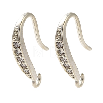 Rack Plating Brass Micro Pave Clear Cubic Zirconia Earring Hooks KK-A231-06S-1