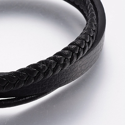Leather Cord Multi-strand Bracelets BJEW-F325-13P-1