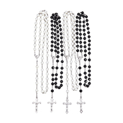 DICOSMETIC 4Pcs 2 Colors ABS Plastic Imitation Pearl Rosary Bead Necklaces Set NJEW-DC0001-04-1