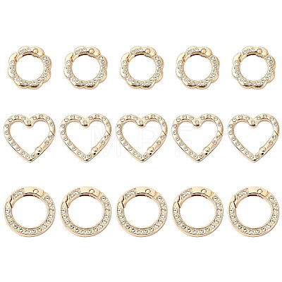 15Pcs 3 Styles Zinc Alloy Spring Gate Rings FIND-CJ0004-77-1