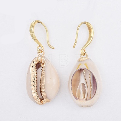 Electroplate Cowrie Shell Dangle Earrings EJEW-JE03114-1