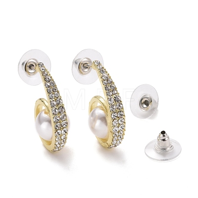 Spiral with Imitation Pearl Beads Stud Earrings EJEW-C006-03-1