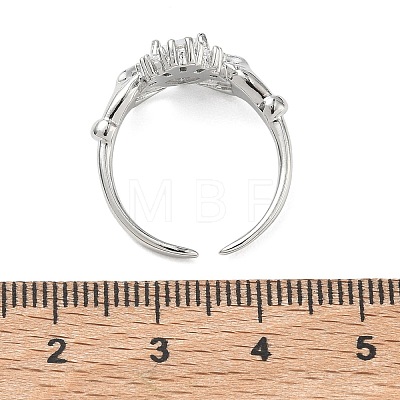 Brass Pave Cubic Zirconia Cuff Open Rings RJEW-H268-02P-1