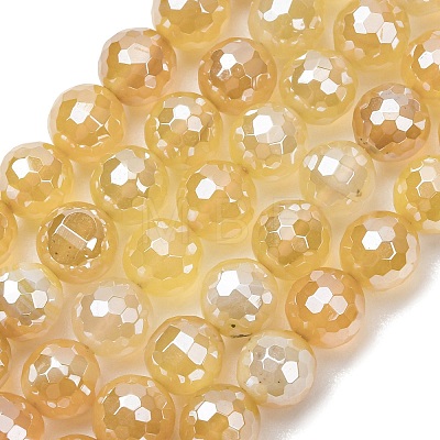 Electroplated Natural Agate Beads Strands G-B191-A07-8mm-08-1