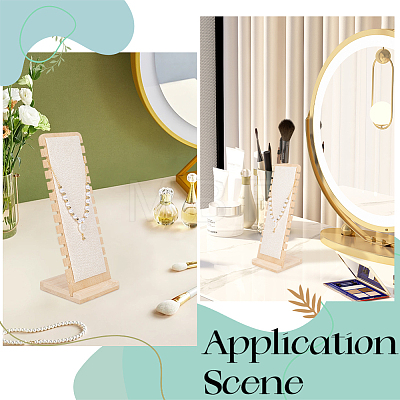 12-Slot Wood Necklaces Organizer Display Stands NDIS-WH20003-01B-1