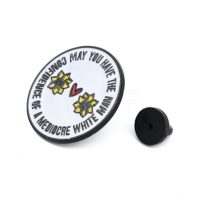 Flat Round with Flower & Word Enamel Pins JEWB-Q014-08B-1