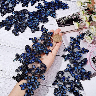 2Pairs Leaves Polyester Embroidery Ornaments Accessories DIY-GF0014-46D-1