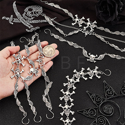 8Pcs 4 Styles Gothic Style Skull Wing Iron Twisted Boot Strap Chains for Halloween FIND-AB00066-1