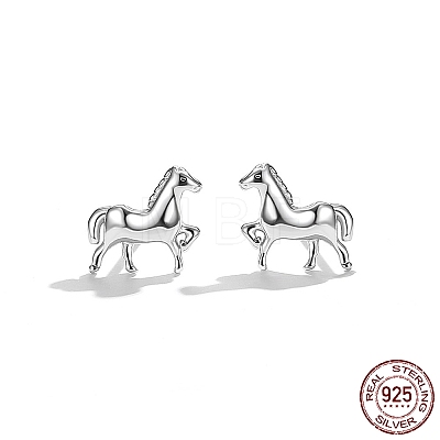 Anti-Tarnish Rhodium Plated Sterling Silver Stud Earrings EJEW-BB67168-P-1