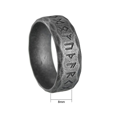 Viking Rune Titanium Steel Finger Rings for Men WGDF4AB-53-1