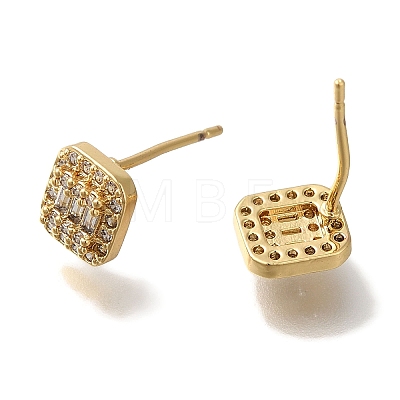 Rack Plating Brass Micro Pave Clear Cubic Zirconia Stud Earrings EJEW-U011-02G-1