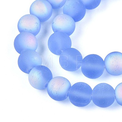 Frosted Transparent Glass Beads Strands GLAA-T032-T8mm-MBB04-1