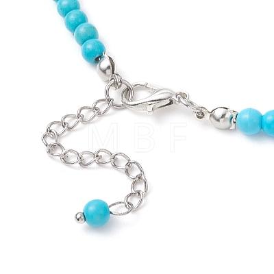 Dyed Synthetic Turquoise Round Graduated Beaded Necklaces for Women NJEW-JN05791-1