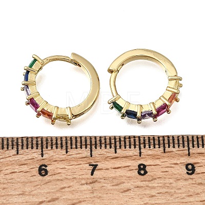 Brass Colorful Cubic Zirconia Huggie Hoop Earrings EJEW-G473-05G-1