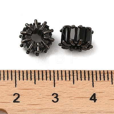 Rack Plating Black Brass Micro Pave Cubic Zirconia Beads KK-Q795-02A-B-1