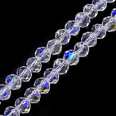 Electroplate Transparent Glass Beads Strands EGLA-YW0001-65A-1