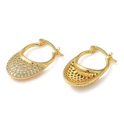 Teardrop Brass Hoop Earrings with Clear Cubic Zirconia EJEW-Q791-06G-1