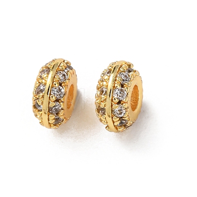 Brass Micro Pave Clear Cubic Zirconia Beads KK-C253-11G-1