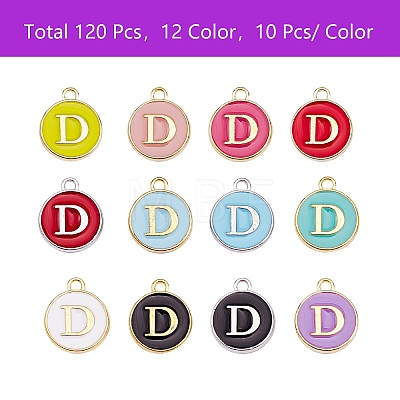 120Pcs 12 Colors Golden Plated Alloy Charms ENAM-SZ0001-64D-1