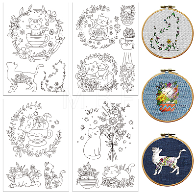 4 Sheets 11.6x8.2 Inch Stick and Stitch Embroidery Patterns DIY-WH0455-194-1