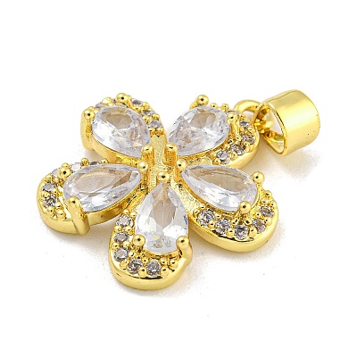 Rack Plating Brass Micro Pave Cubic Zirconia Pendants KK-G513-93G-02-1