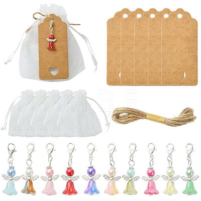 Angle Glass Pendant Decorations HJEW-FS0001-07-1