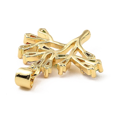 Real 18K Gold Rack Plating Brass Micro Pave Cubic Zirconia Pendants ZIRC-L100-148G-02-1