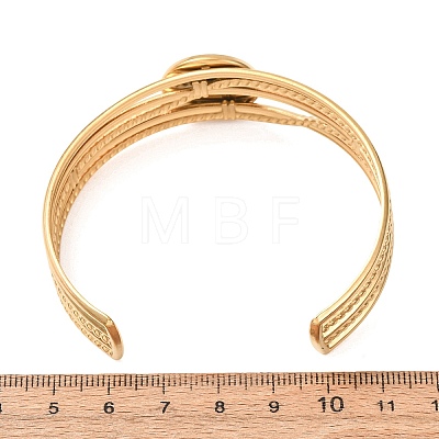 304 Stainless Steel Multi-strand Cuff Bracelet Blanks with Flat Round Bezel Settings SA-CBA4160-01B-G-1