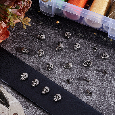 80Pcs Halloween Skull Zinc Alloy Collision Rivets TIBE-PH0002-54-1