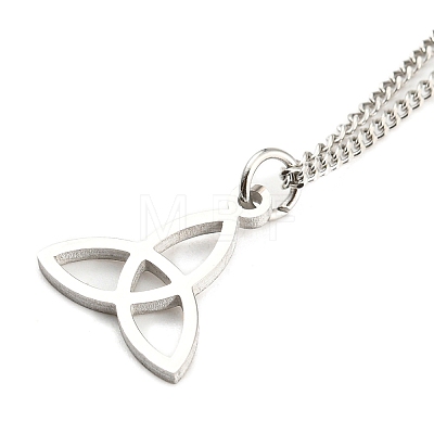 Non-Tarnish 304 Stainless Steel Curb & Herringbone Chains Double Layer Necklaces NJEW-P280-01P-1