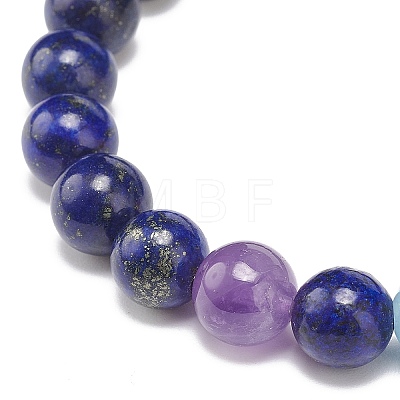 Natural Lapis Lazuli(Dyed) Rectangle & Mixed Stone Beaded Stretch Bracelet BJEW-JB08981-04-1
